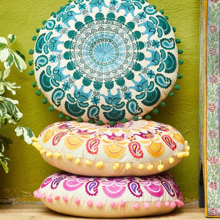 Round Embroidered Mandala Cushion and other Purchase wholesale cushion fabric. Free returns & net 60 terms on Faire trending on Faire.