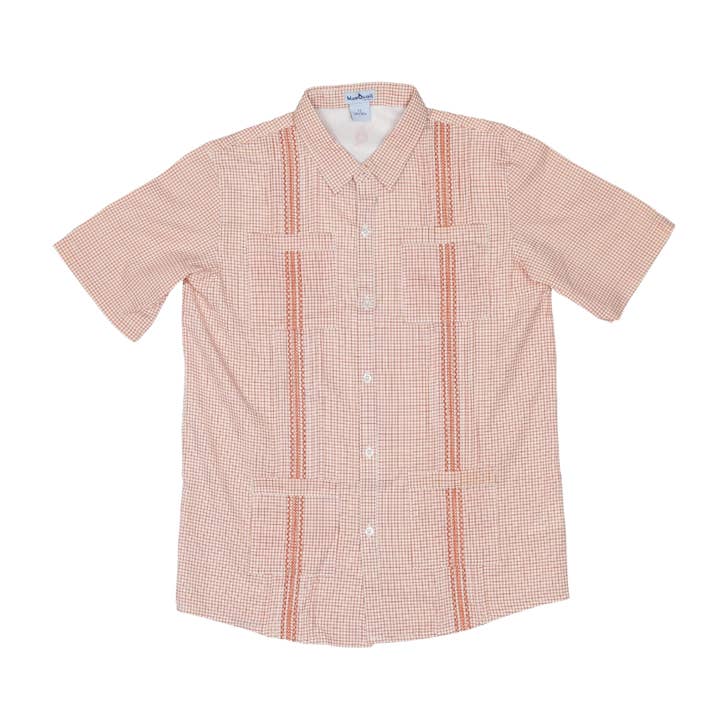 Men's - Guayabera - Classic Orange Short Sleeve Shirt for wholesale by BlueQuail Clothing Co.