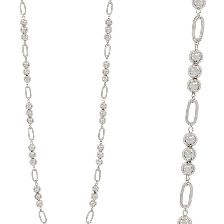 Vandafvisende sølvperlet 10MM perlet og åben oval 34" halskæde for engroshandel hos What's Hot