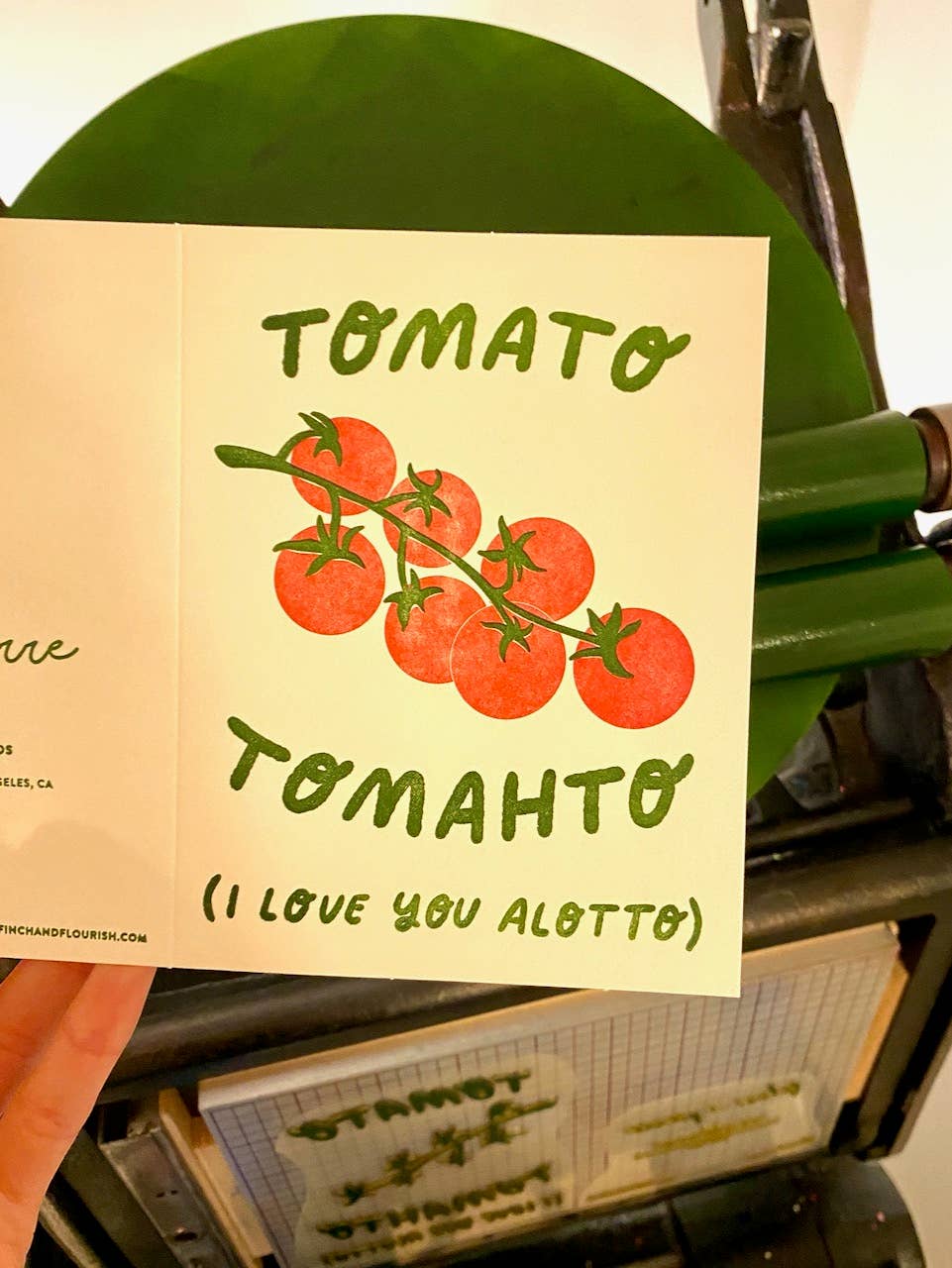 Finch and Flourish Paper Goods - Wholesale Love Card - Tomato Letterpress Love Card1