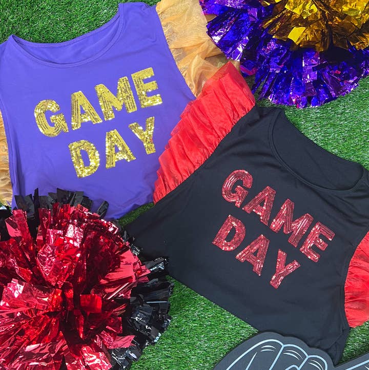 It's Game Day Sequin Patch Top for wholesale by Jess Lea