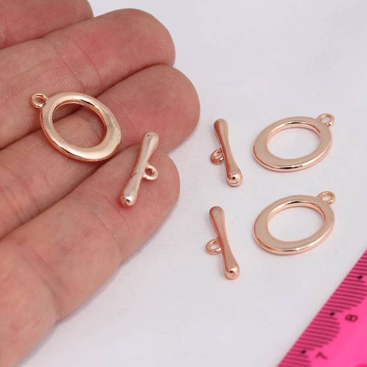 16x19mm Rose Goud Vergulde Toggle Sluiting, Ring T Staaf, CHK205-2 voor wholesale door QueenJewelryM