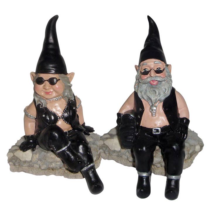 GSI Homestyles - Wholesale Decorative Figurine - Biker Dude & Babe Nowaday Gnome 6"H Shelf Sitters