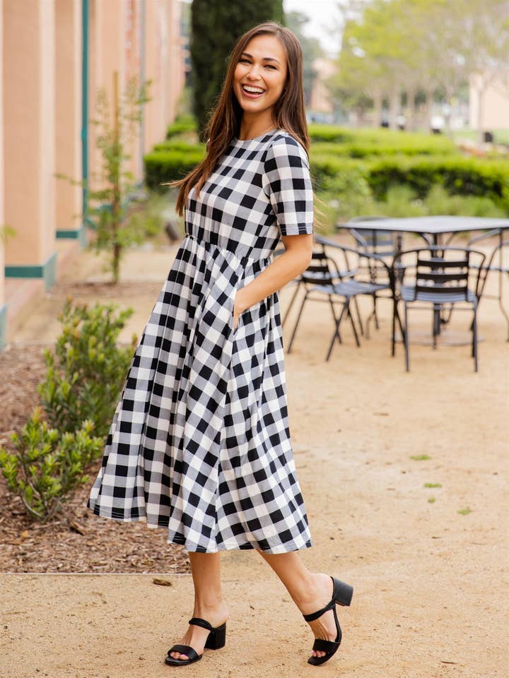 Gingham Missy Midi Dress for wholesale by Tickled Teal