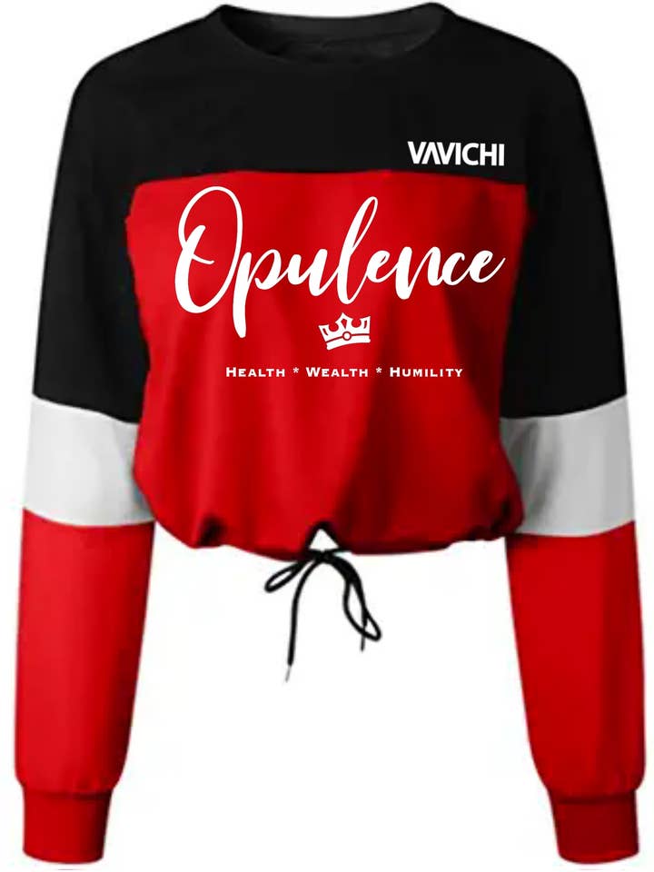 Opulent Queen Patchwork LS Crop Top for wholesale by VaVichi Clothiers