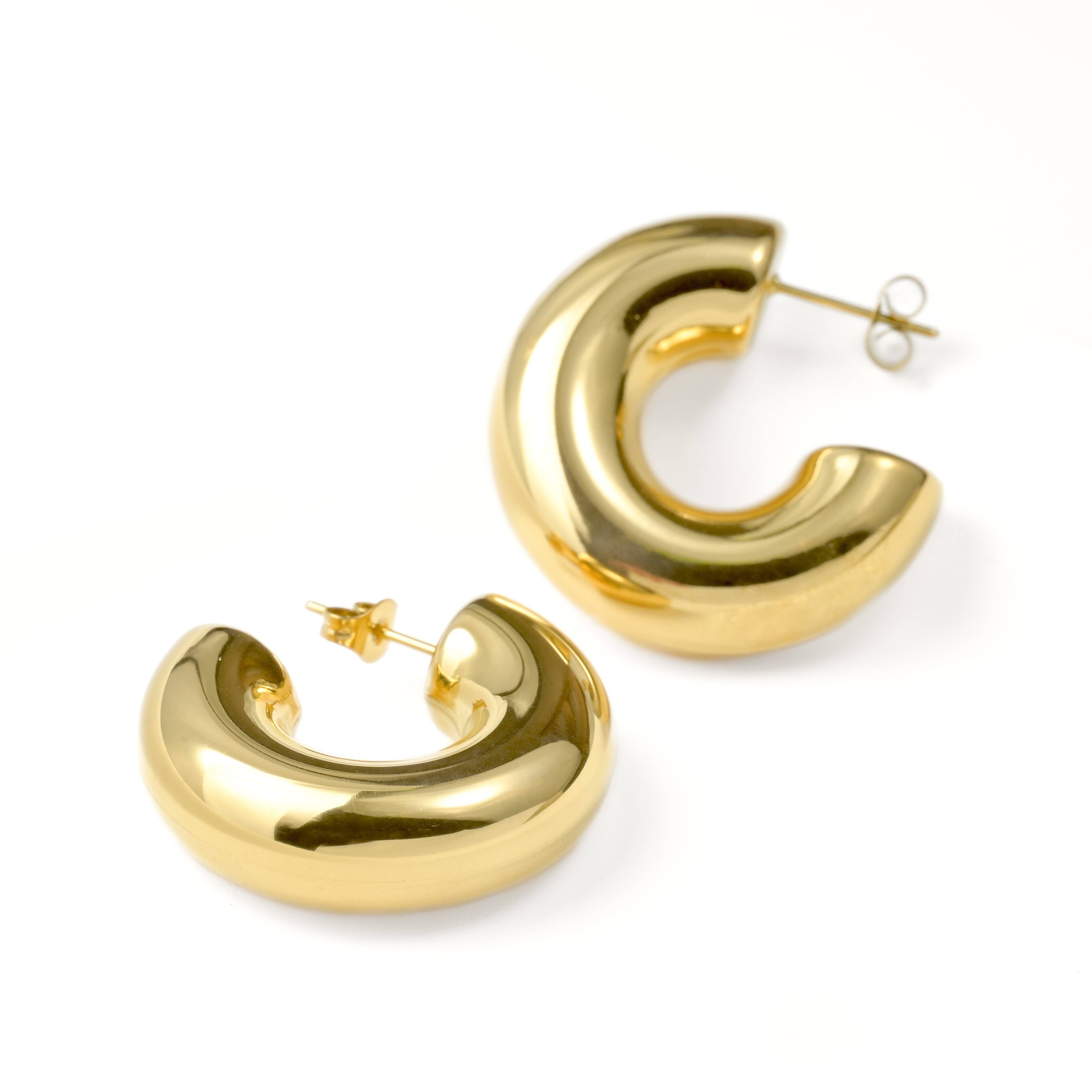 Blueyejewelry - Wholesale Hoop Earrings - Chunky Tube Hoops - Waterproof Chunky Medium Hoop Earrings8