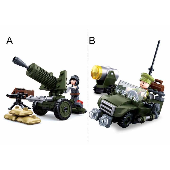 Texas Toy Distribution - Wholesale Building Set - Kids - WWII 4-in-1 Army Gift Box Building Brick Kit (353 pcs)