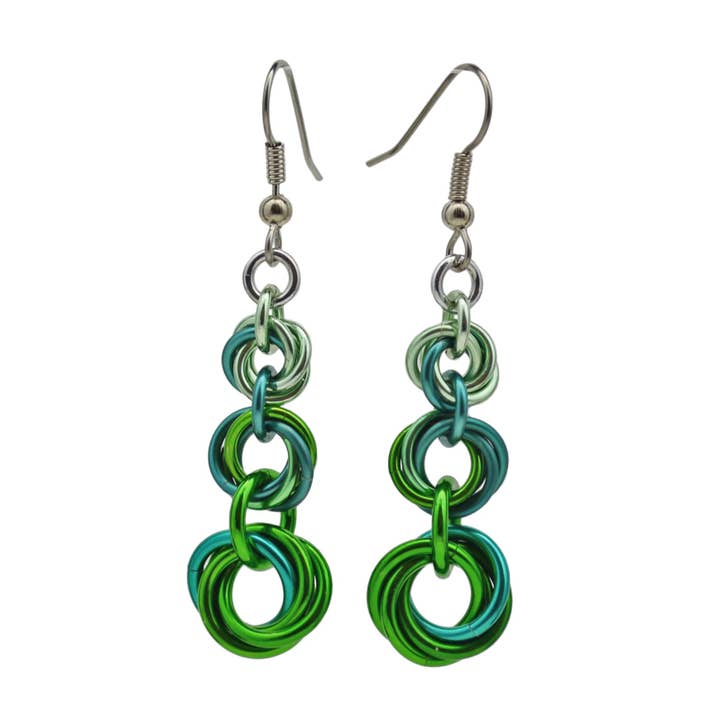 Knotted Metal Graduated Earrings - Moss for wholesale by Rebeca Mojica Jewelry