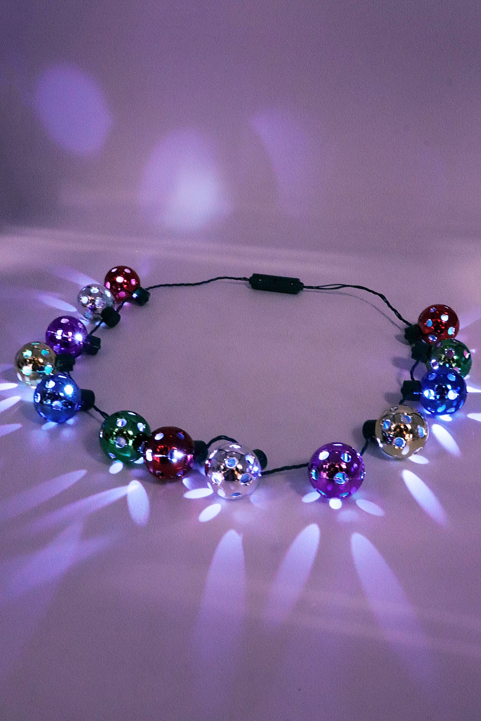 AS SHOWN Christmas Jingle Bell Disco Ball Led Necklace for wholesale on Faire2
