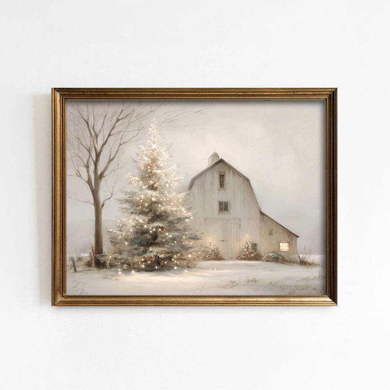 Paper House Print Shop - Wholesale Art Print - Homestead White Barn Christmas Art Print0