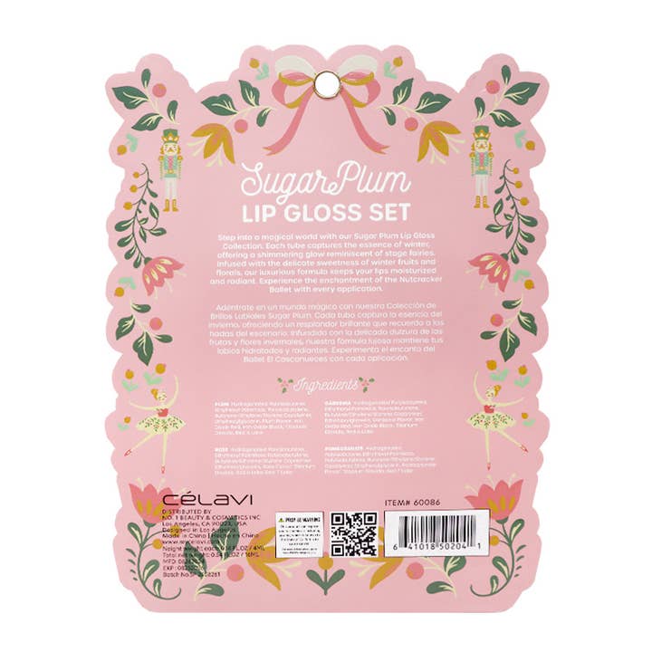PINEAPPLE Beauty - Wholesale Lip Gloss - Celavi 60086 Nutcracker Sugar Plum Lip Gloss Set - 12 pcs