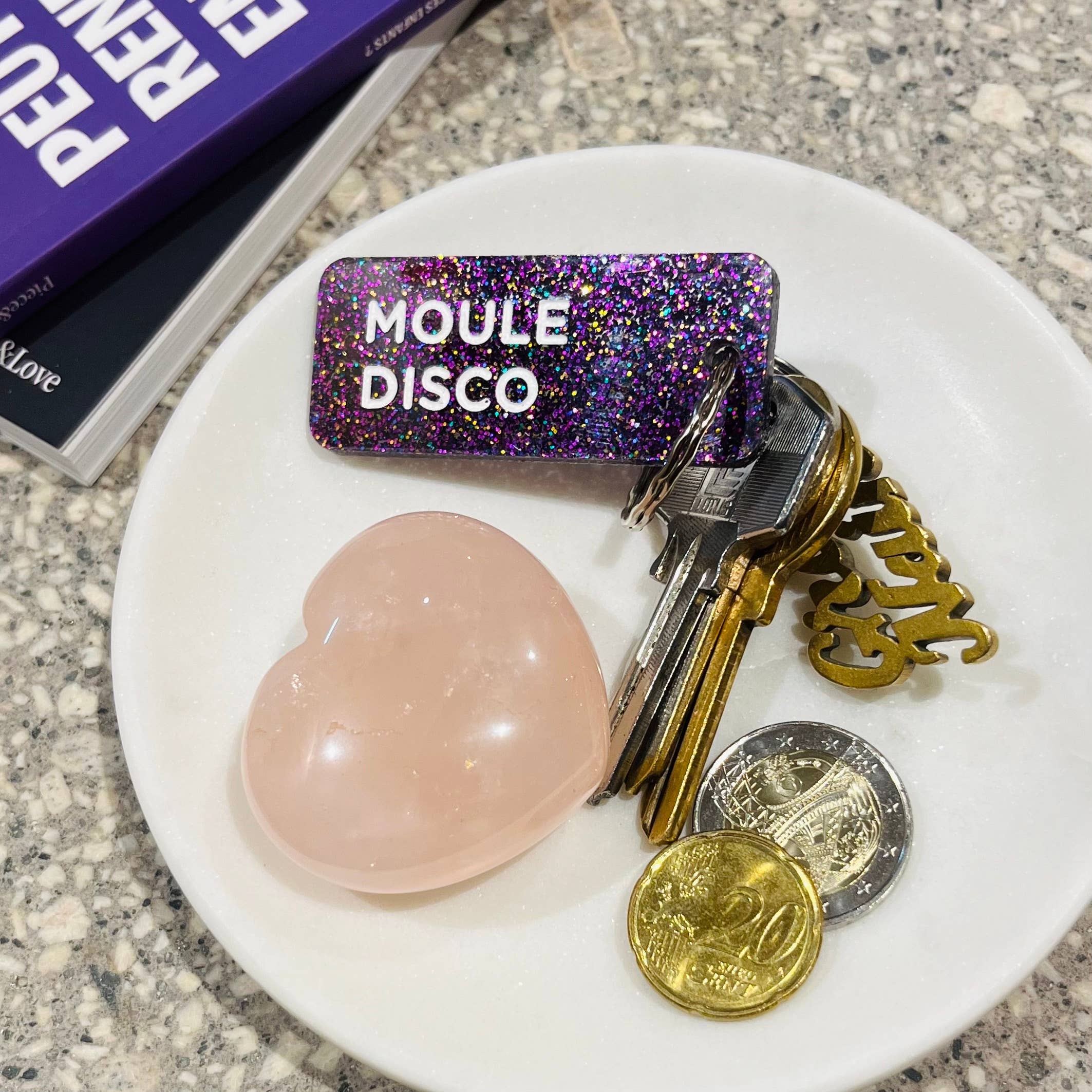 Plus de Love - Venta al por mayor Llavero - Unisex - LLAVERO DISCO DE MOLUSCO con lentejuelas Más amor