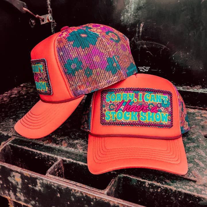 Flying S Company - Wholesale Trucker Hat - Women's - Can't, I Have a Stock Show Printed Mesh Trucker Cap0