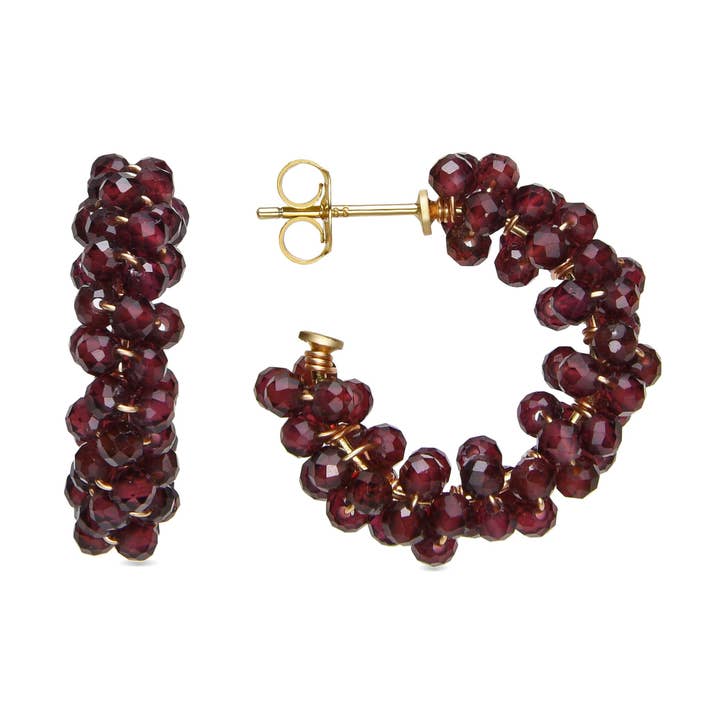 Luxenter Ohrringe aus 925er Sterlingsilber und Granatkristall mit 18k Goldfinish - Silka für den Großhandel von Luxenter