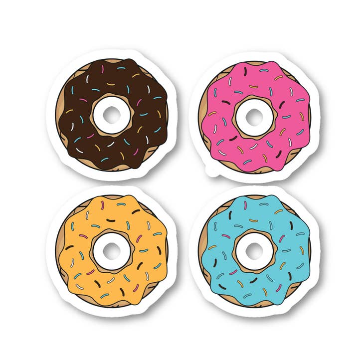 Donuts Donut Lovers 3-pack - Set med 2.5, 3 och 4 tums vinyl laptop klistermärken - Donut Lovers för bärbar dator, telefon, vattenflaska, bil och mer Dekal (3-pack) för wholesale av FunPopStickers