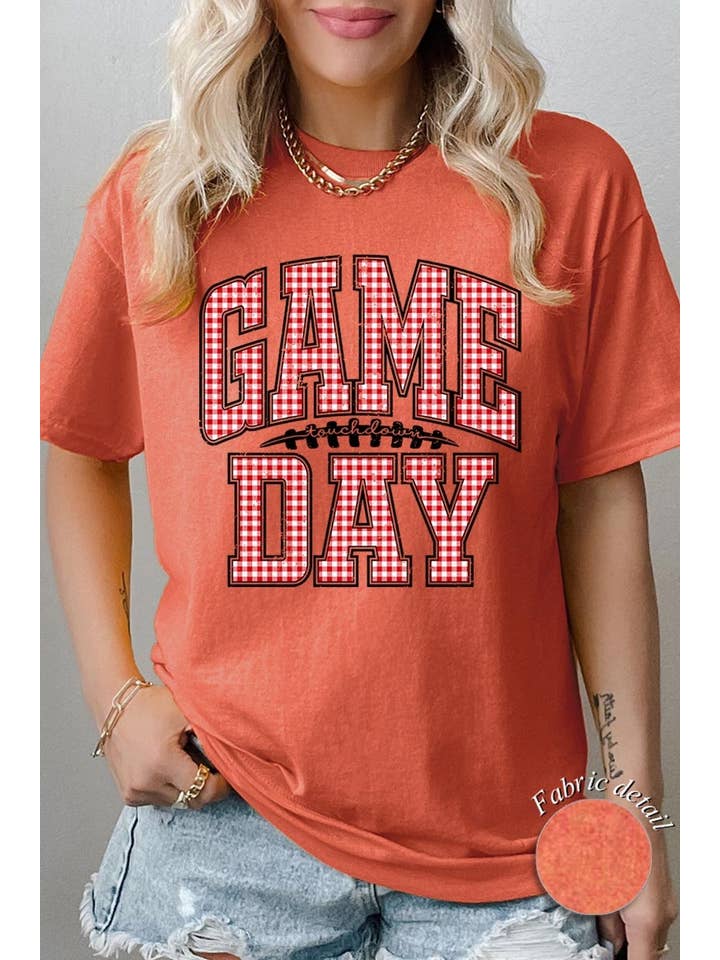 COLORBEAR - Wholesale T-Shirt (Graphic) - Women's - Red Gingham Game Day Graphic Heavy Cotton Tee6