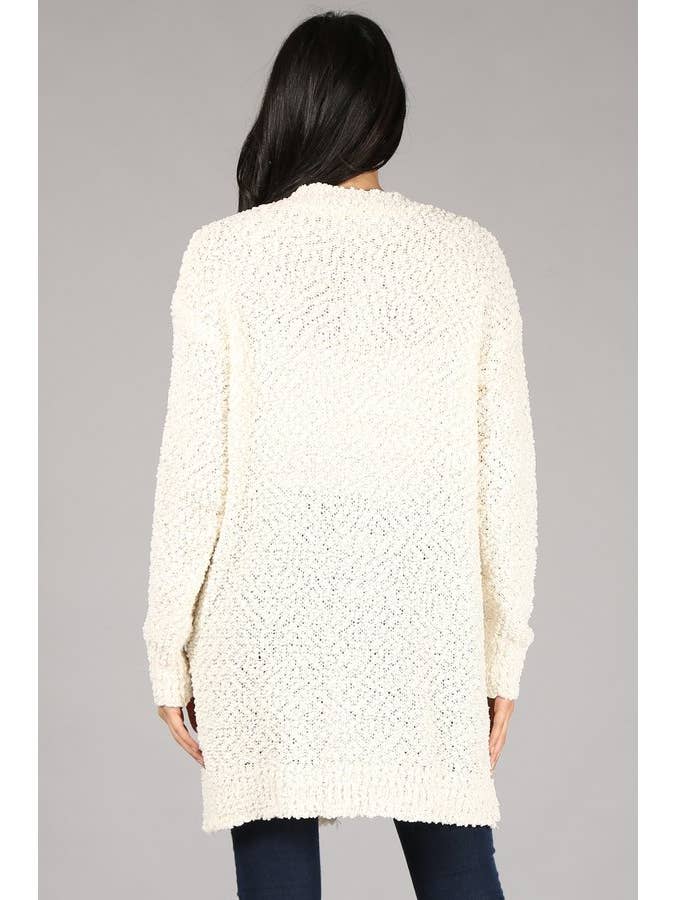 Oceanus Apparel – Großhandel Strickjacke – Damen – OUG80160 Cardigan-Pullover aus massivem Popcorn mit Verzierung15