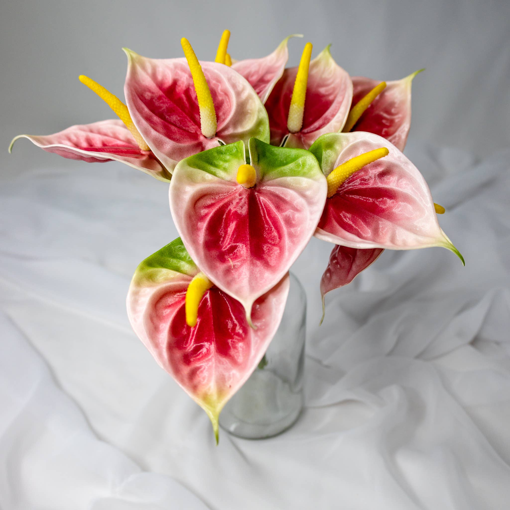 Realistic Artificial Flowers - Wholesale Artificial Flowers - Anthurium Small Pink/Green - Realistic Artificial3