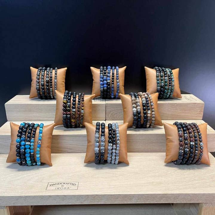IKOBA - Venta al por mayor Juegos de joyas - LOTE DE 5 PULSERAS PARA HOMBRES DE PIEDRAS NATURALES.