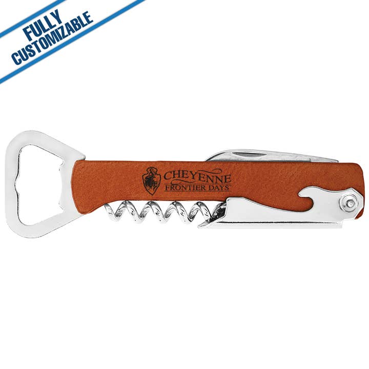 GiftWorksPlus - Wholesale Bottle/Wine Opener - Engraved Leatherette Bottle/Wine Opener - Fully Customizable