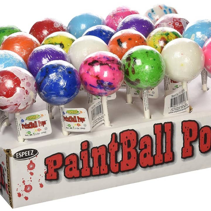 Long Island Candy Factory - Wholesale Lollipop - Espeez Paintball Jawbreaker Stick Lollipop 24 ct