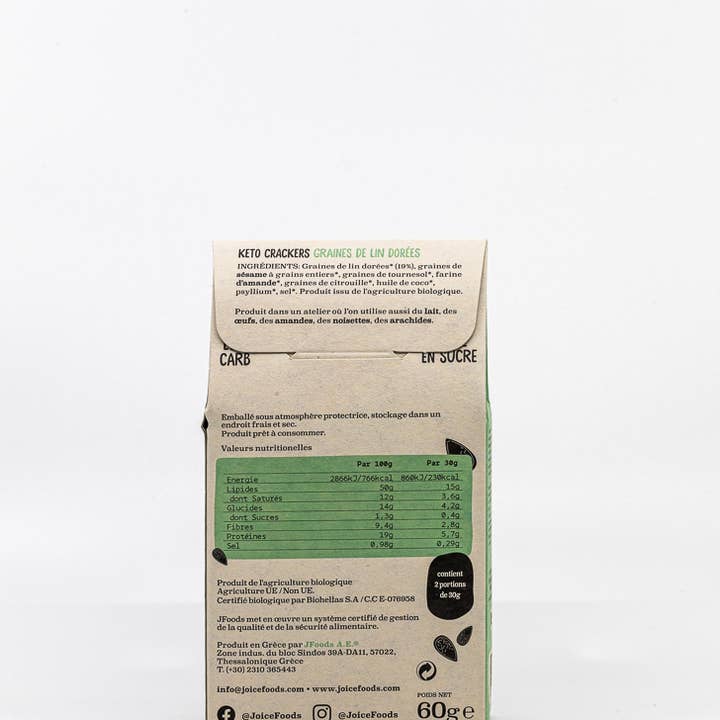 Helene Delices Grecs – Großhandel Cracker – Bio KETO-Cracker 60 g – Goldene Leinsamen1