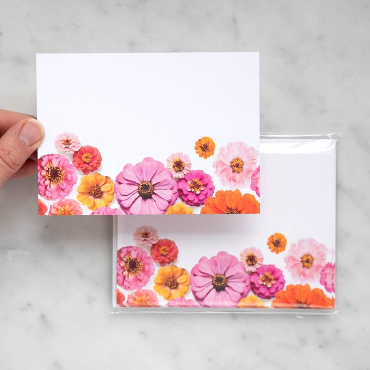 Conjunto de cartões planos - Zínias por atacado de Bottle Branch