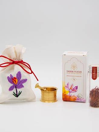 Cadeauverpakking Saffraan 1g - Geborduurde bloem voor wholesale door Shirin Persia