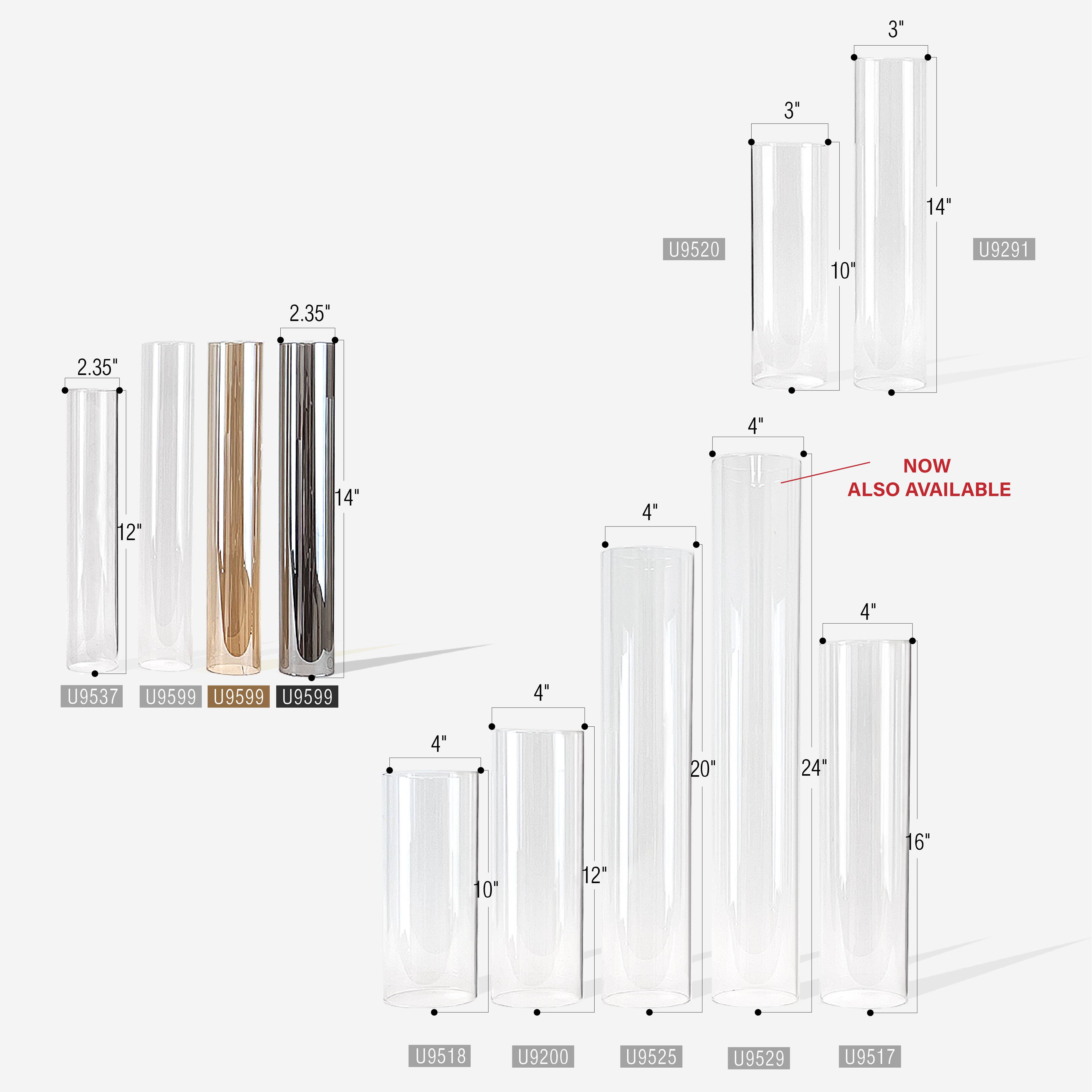 Galore Home - Wholesale Candle Holder - 10 " Tall Chimney with 3" Top, Clear3
