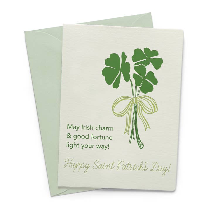 St. Pattys Irish Charm | Letterpress Greeting Card | Holiday for wholesale by Color Box Design & Letterpress