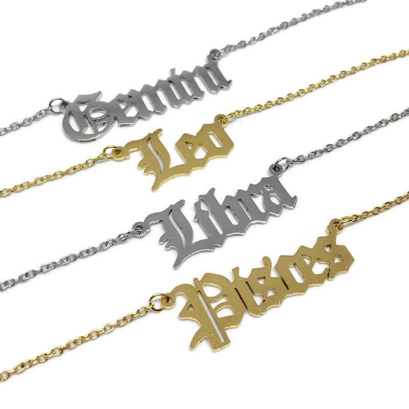 Gifts From The Crypt - Vente Colliers à pendentif - Collier Signe du Zodiaque Ancien Anglais Horoscope Gothique Astrologie5