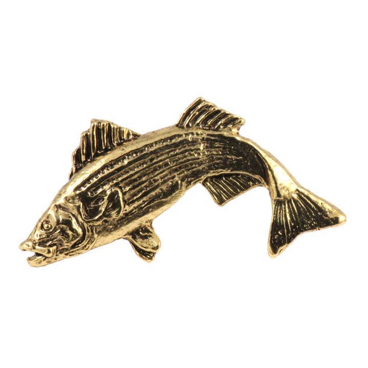 Creative Pewter Designs – Großhandel Anstecker/Button – Striped Bass Springender Fisch Zinn Anstecknadel oder Magnet S049
