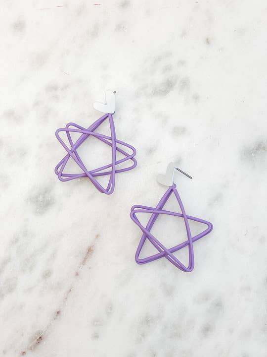 Prep Obsessed Wholesale - Wholesale Dangle Earrings - Open Star Matte Dangle Earrings6