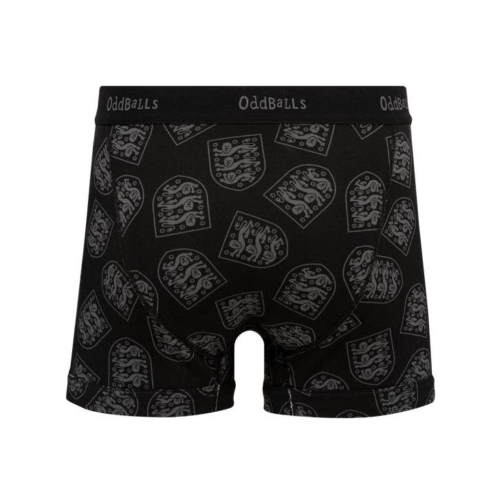 OddBalls – wholesale Underwear – Men's – England FA Black - Mens Cotton Boxer Shorts1