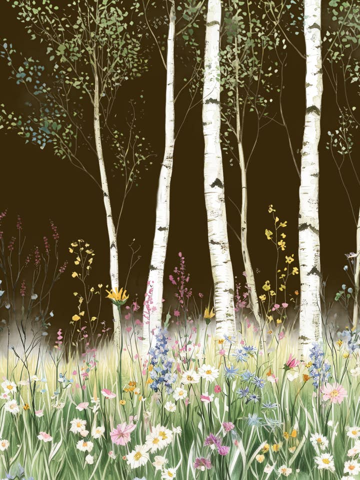 Nachhaltige Postkarte Wald bei Nacht für den Großhandel von Mookstories