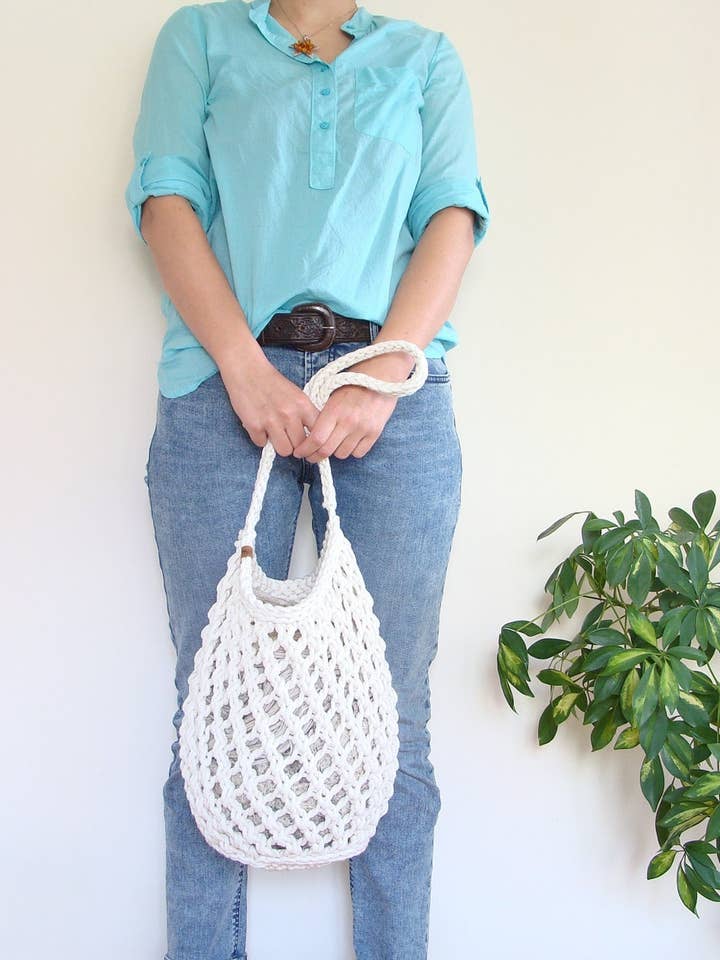 Knit net bag, shopping bag, beach bag for wholesale by Woolfans