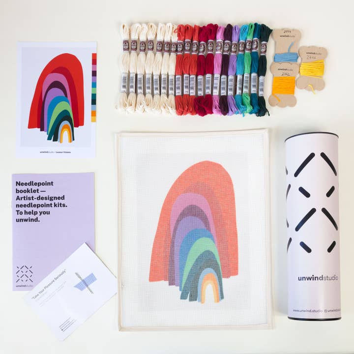 Unwind Studio - Wholesale Embroidery/Cross Stitch Supplies - From the Other Side Rainbow Needlepoint Kit | DIY Embroidery