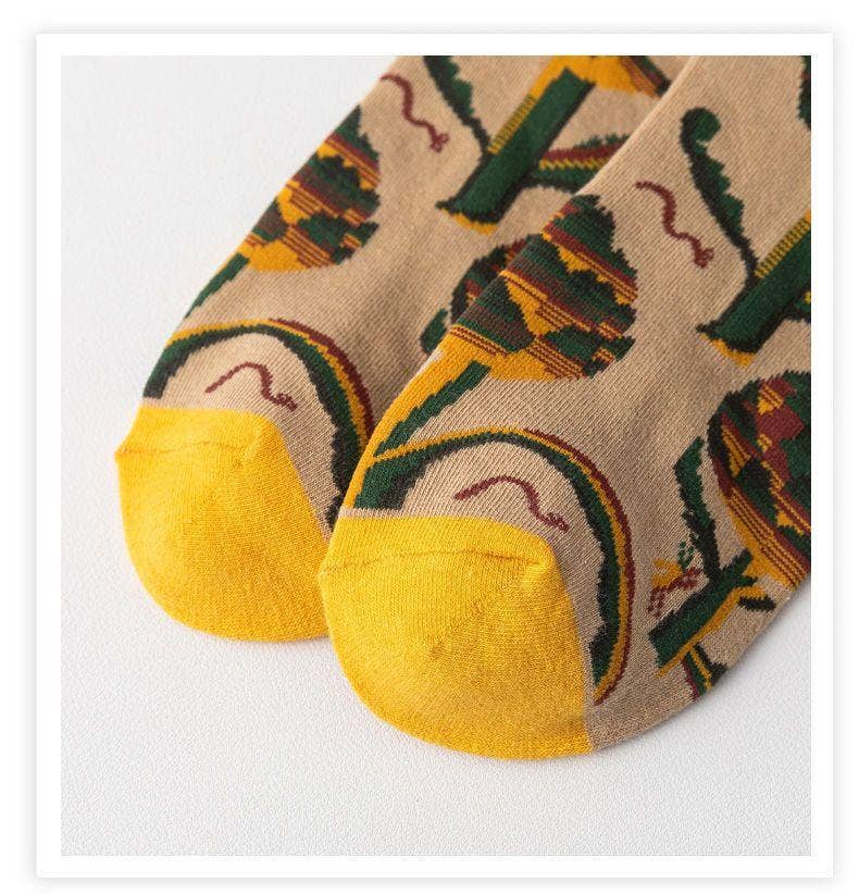 Tourtiwi - Vente Chaussettes – unisexe - Chaussettes vintage à plantes florales, chaussettes en coton, chaussettes longues10