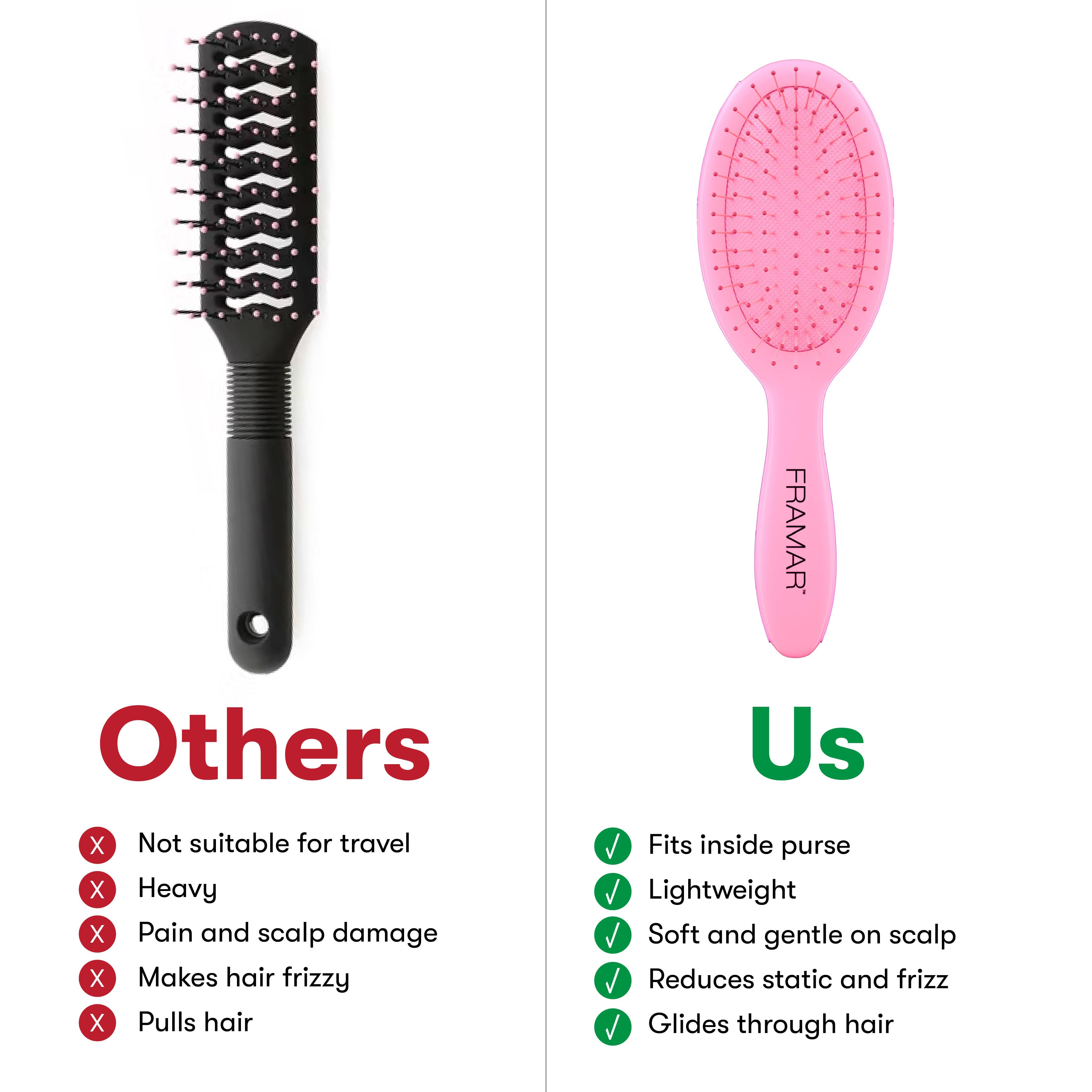 Framar Hair Brushes & Hair Accessories - Wholesale Hair Brush/Comb - FRAMAR Mini Hair Brush, Travel Hair Brush, Pink Mini Brush11