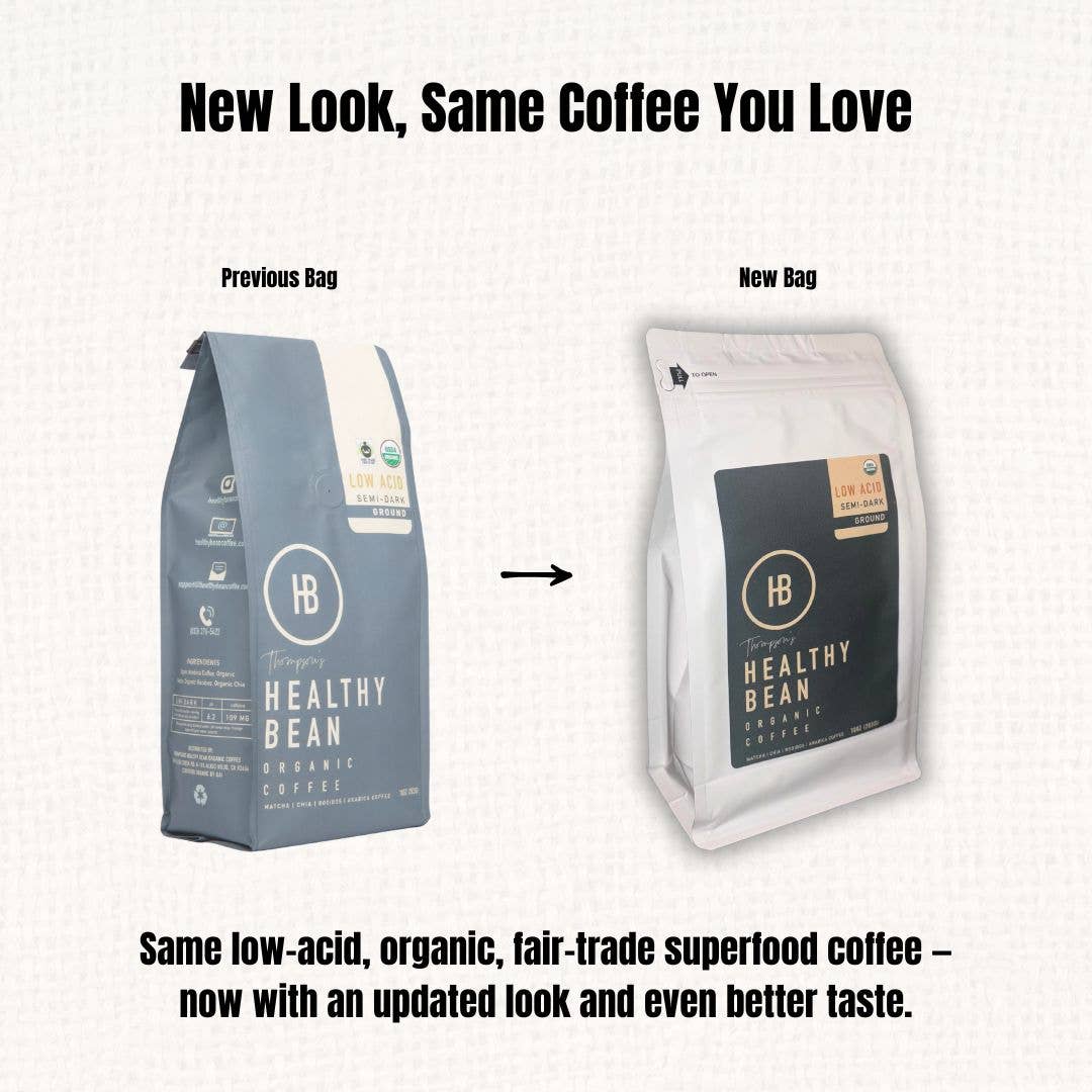 Healthy Bean Organic Coffee - Wholesale Ground Coffee - Healthy Bean Coffee - Superfood Ground, Organic, Low Acid1