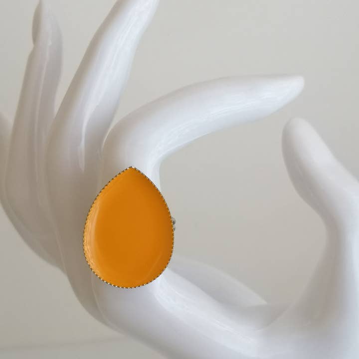 Bague goutte jaune pour la vente par Blue Moon Bijoux