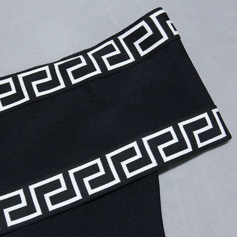 Noir JP014 Combinaison élégante à une épaule à bordure imprimée en vente sur Faire10