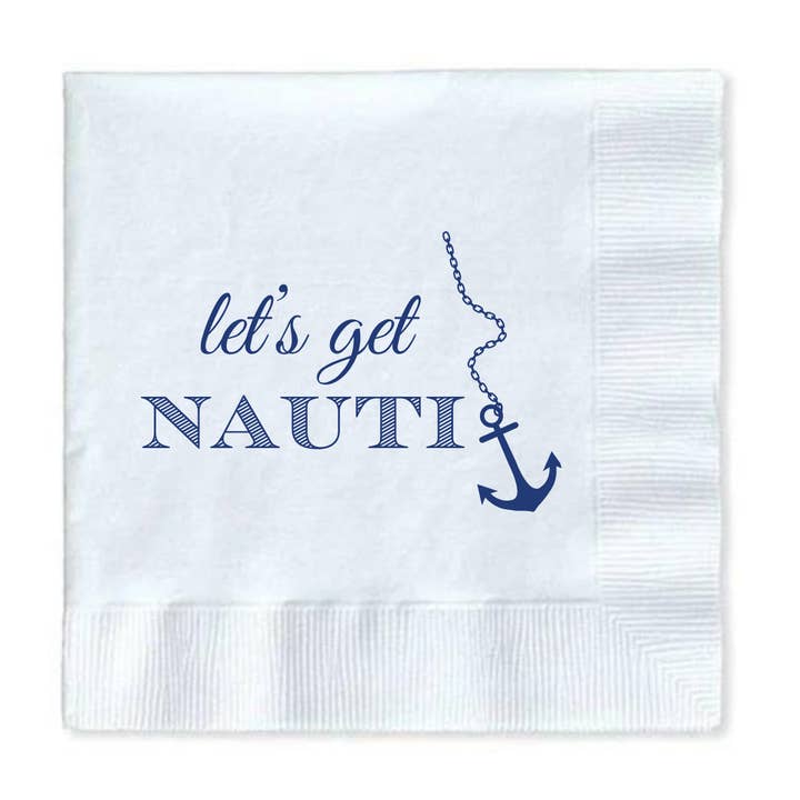 Sunshine Daisy LLC - Wholesale Disposable Napkin - Let's Get Nauti Cocktail Paper Napkins