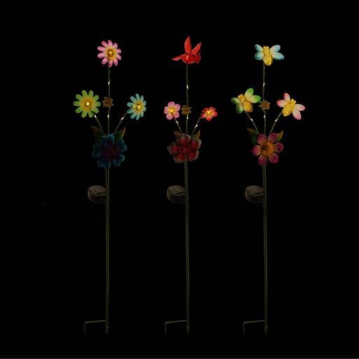 Alpine Corporation - Wholesale Garden/Lawn Stake - Alpine Corporation Solar Flower/Bee/Red Bird Triple Stake