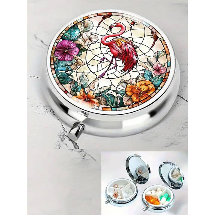 Jewelry Max - Wholesale Pill Organizer - ( L638 ) PORTABLE PILL BOX - 3 COMPARTMENT - FLAMINGO