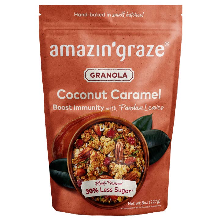 Coconut Caramel Granola with Prebiotics for wholesale by Amazin' Graze