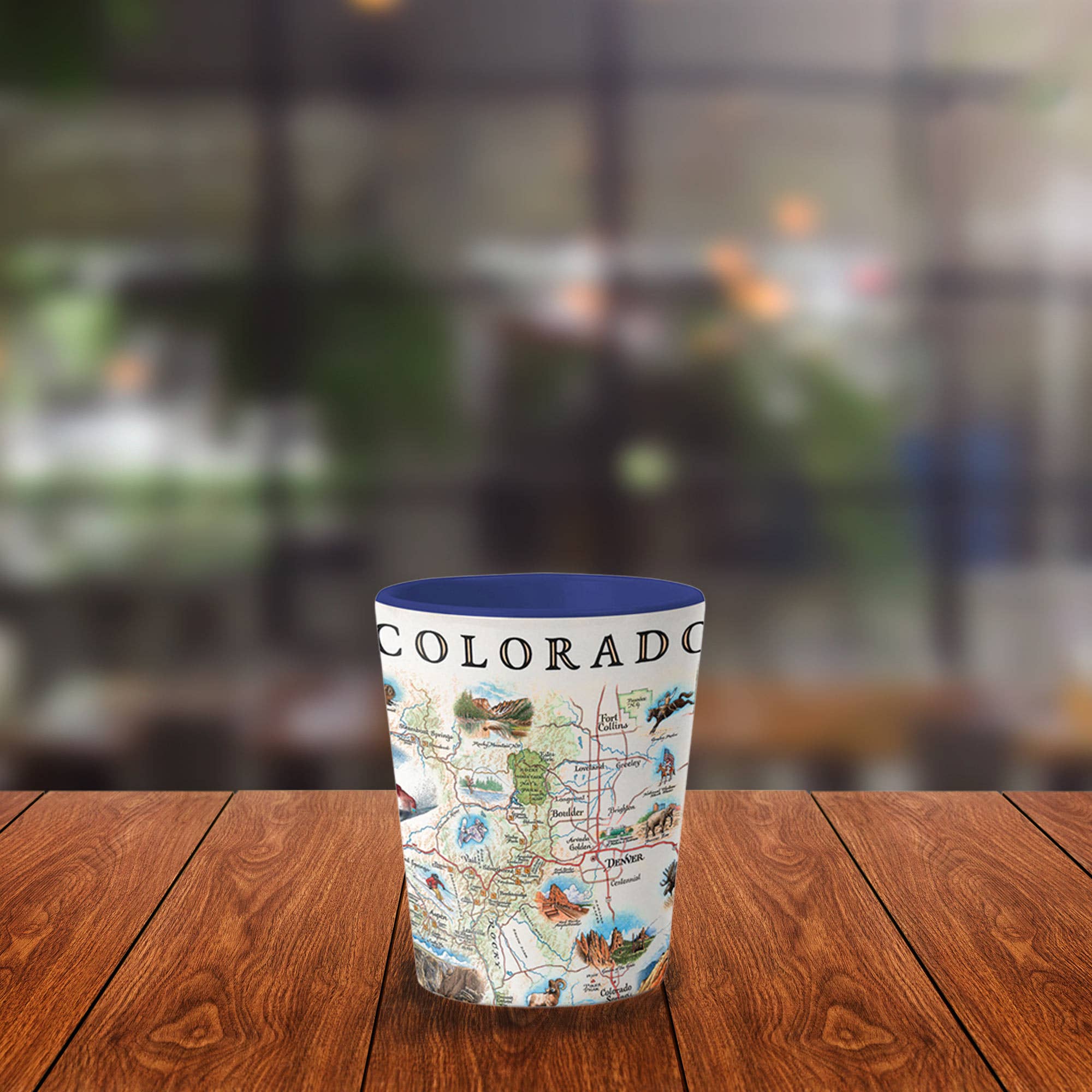 XPLORER MAPS – wholesale Shot glass – Colorado State Map Ceramic Shot Glass - 1.5 oz - Blue3