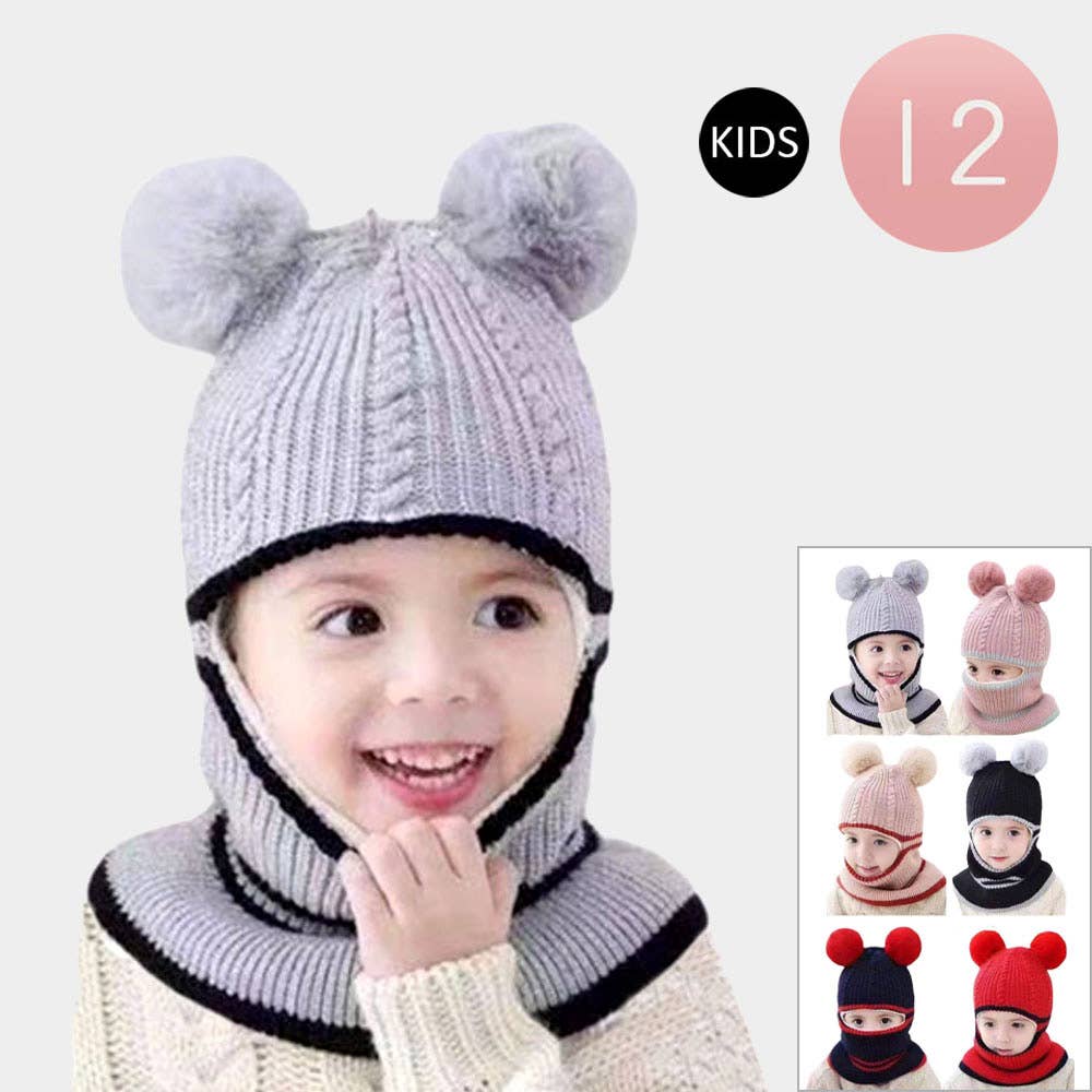 Sensibling Corp. - Wholesale Beanie - Kids - 12PCS - Kids Pom Pom Hats0