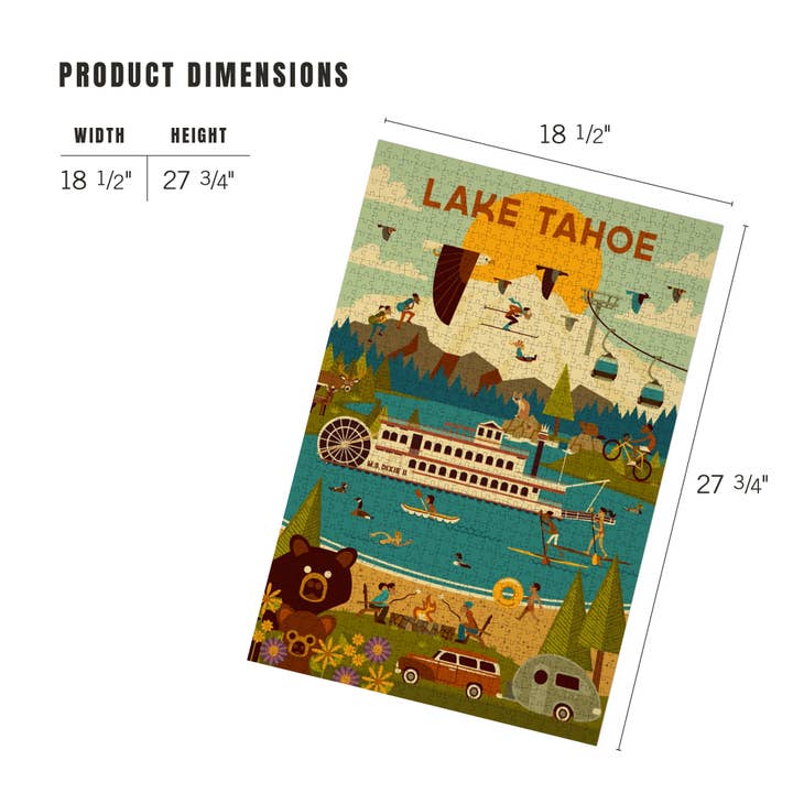 Lantern Press - Wholesale Puzzle - Adult - 1000 PIECE PUZZLE Lake Tahoe, Geometric Collection