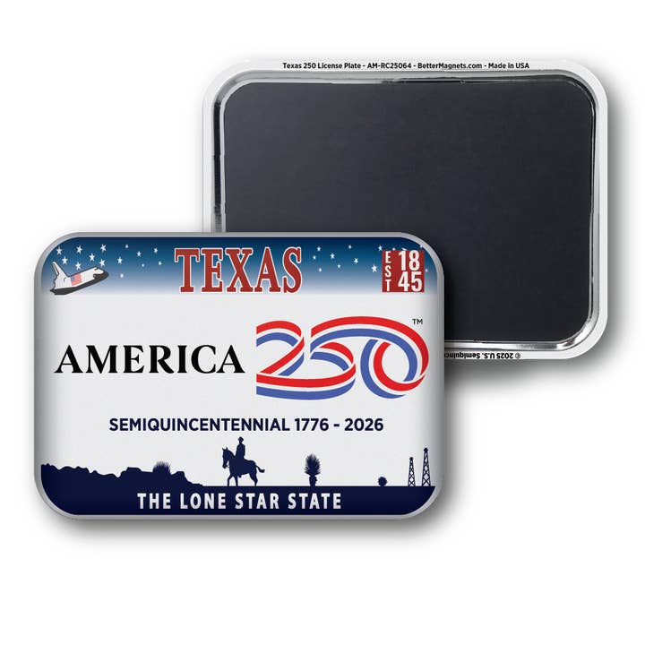 Texas 250 License Plate for wholesale by BetterMagnets.com by Design Studio 88 Inc